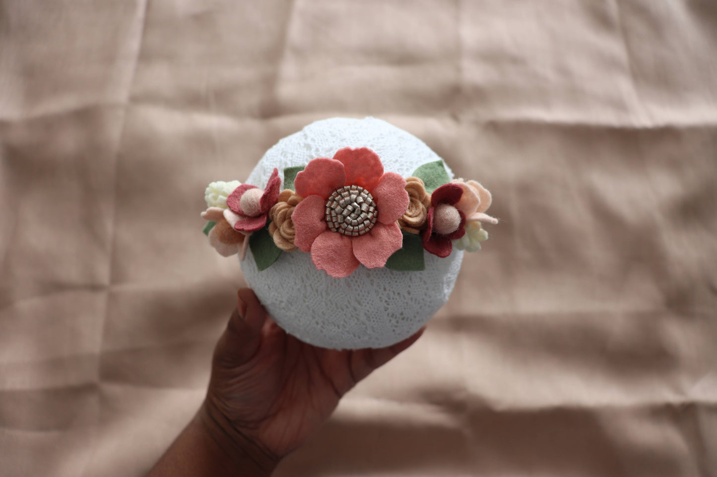 blush floral full crown