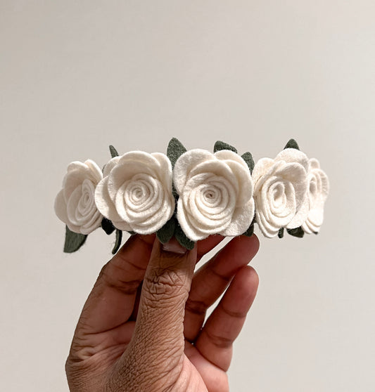 linen roses half crown
