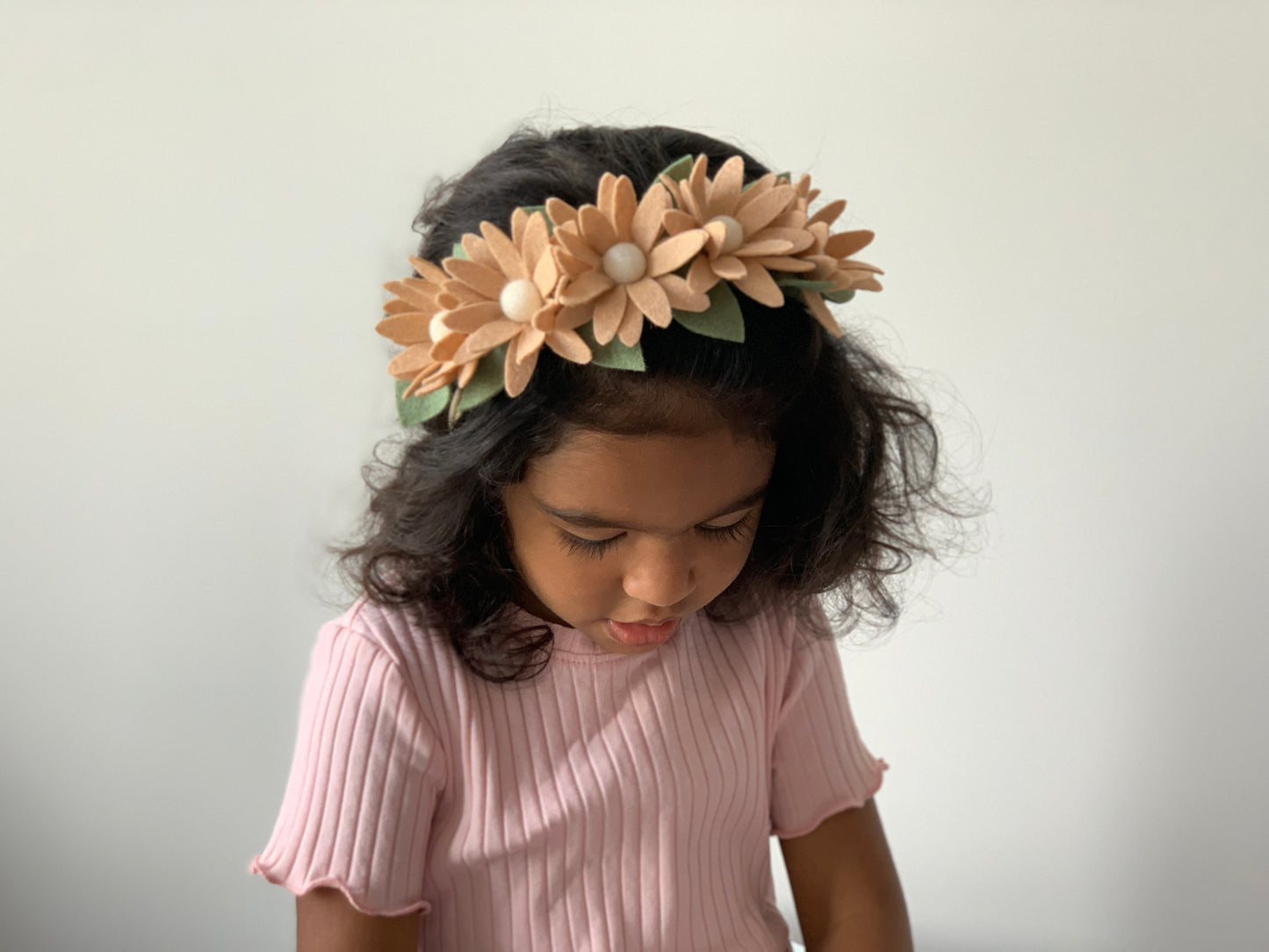neutral wild daisy crown