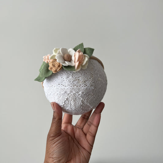 floral half crown | neutral