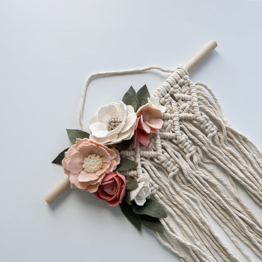 blush macrame bow holder