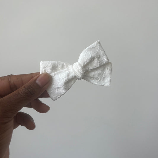 white eyelet | baby bow