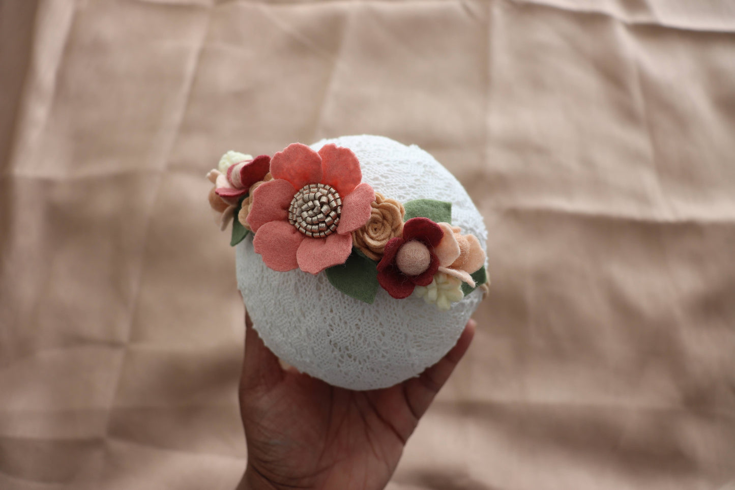 blush floral full crown