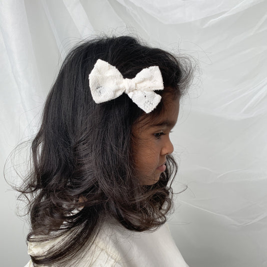 white lace | baby bow