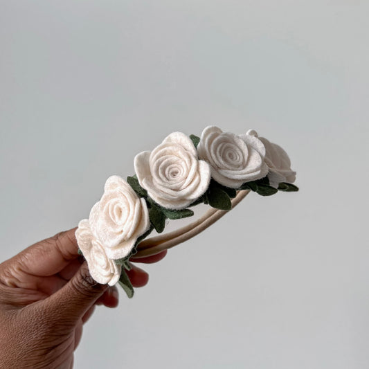 linen roses half crown