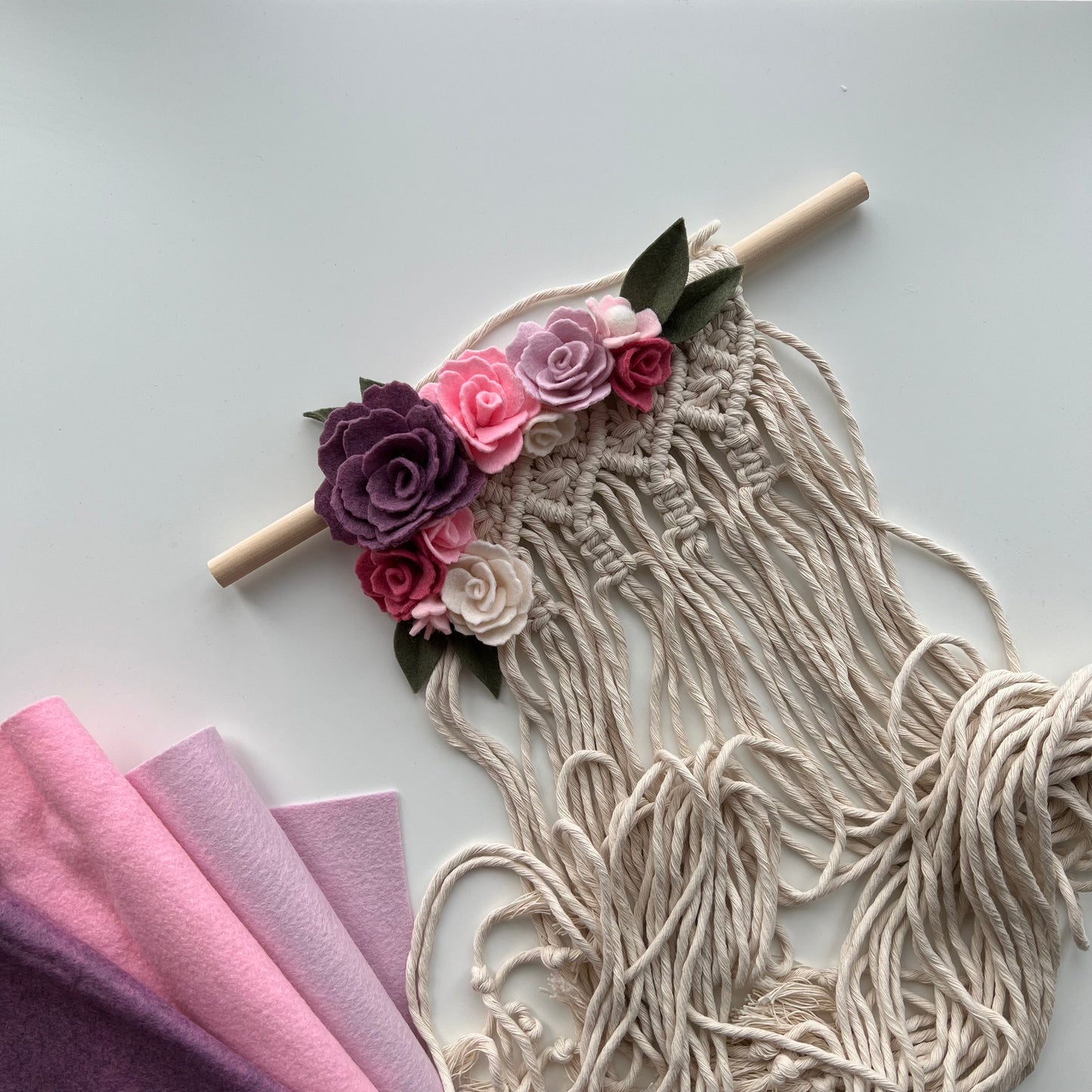 pink/purple macrame bow holder
